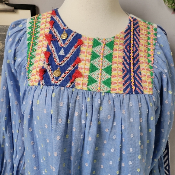 Anthropologie Verb by Pallavi Singhee Rhapsody Embroidered Beaded Boho Blouse XS - Picture 4 of 15